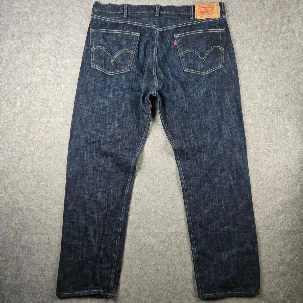 Vtg Levi's 501 Jeans Mens 42x34 Blue Straight Leg Dark Wash Button Fly Denim Y2K